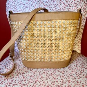 Tommy Bahama Woven Rattan Bucket Shoulder Bag